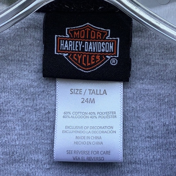 HARLEY DAVIDSON ONESIE “STRONG & TOUGH BIKER DUDE” size 24 mo. Long sleeve - Picture 3 of 3